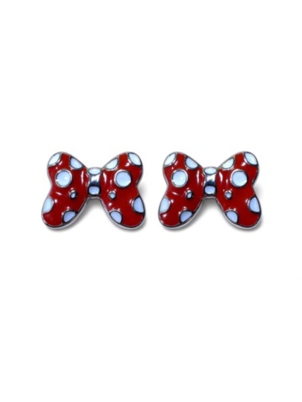 Brand New Red Bow Stud Earrings Polka Dot